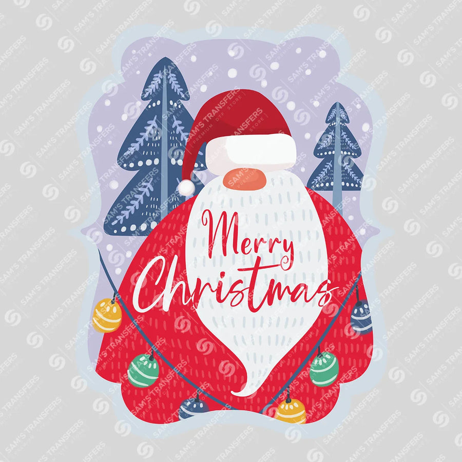 Santa Forest Merry Christmas DTF Transfer – Festive Red & Winter Blue Design