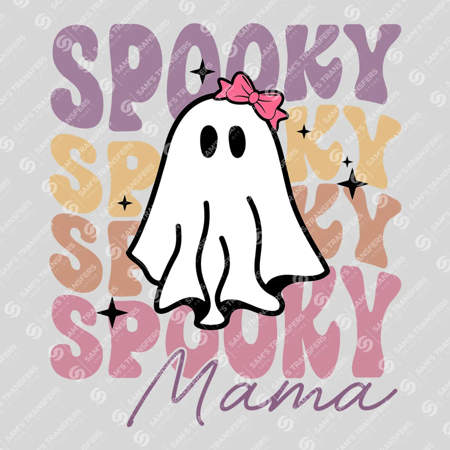 Spooky Mama DTF Transfer – Retro Halloween Ghost Design