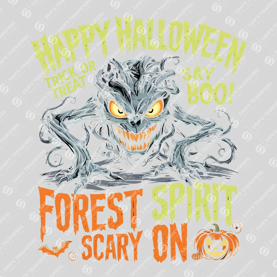 Forest Spirit Halloween DTF Transfer – Scary Tree Monster Design