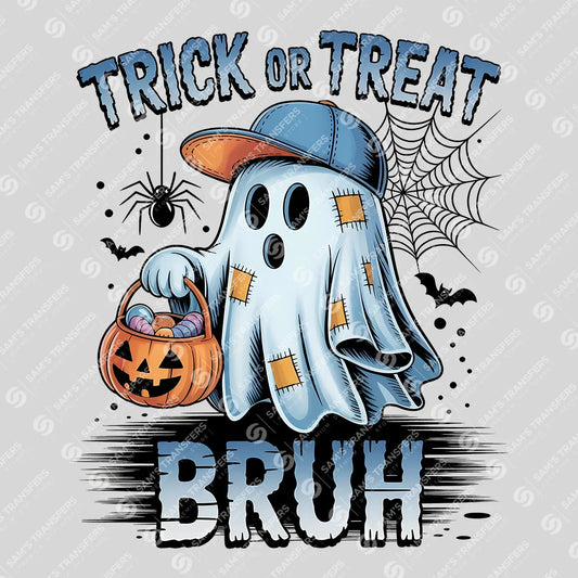Trick or Treat Bruh DTF Transfer – Funny Ghost Halloween Design