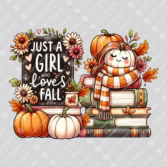 Just a Girl Who Loves Fall – Cozy Autumn DTF Transfer