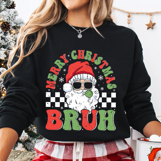 Sweatshirt featuring a Christmas-themed DTF transfer.