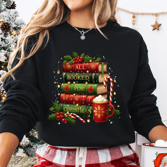 Sweatshirt featuring a Christmas-themed DTF transfer.