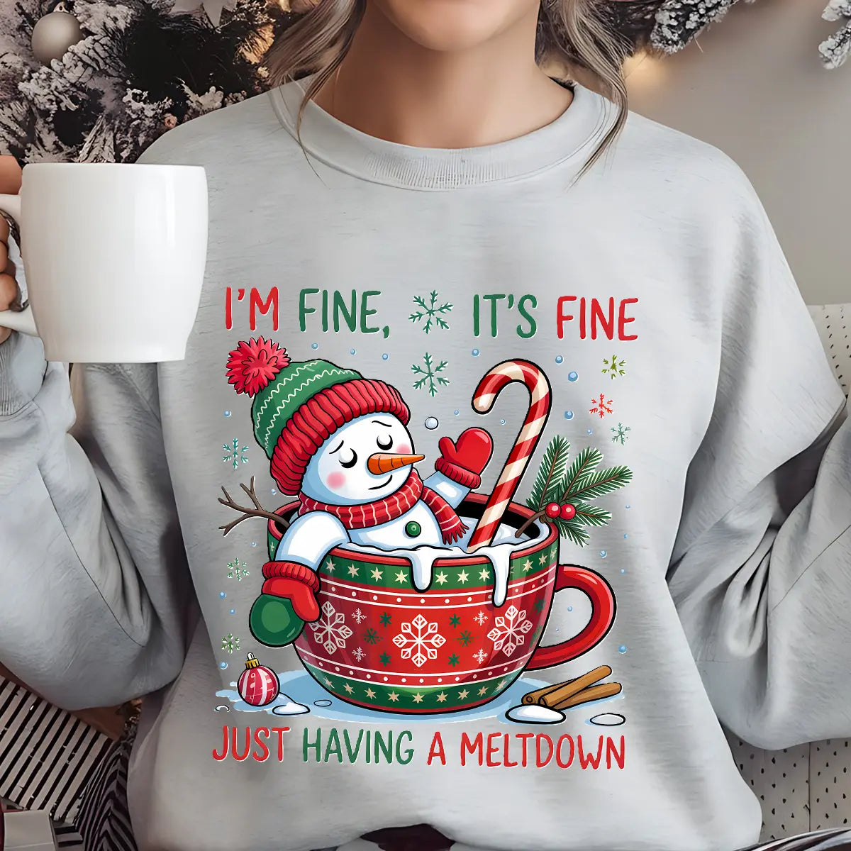 Sweatshirt featuring a Christmas-themed DTF transfer.
