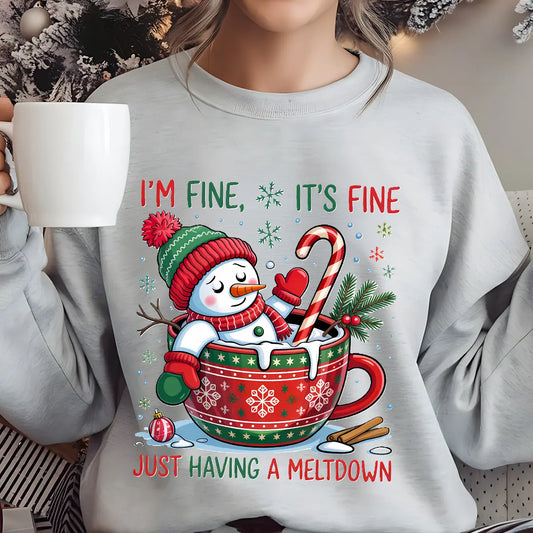 Sweatshirt featuring a Christmas-themed DTF transfer.