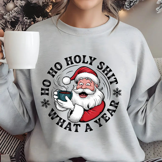 Sweatshirt featuring a Christmas-themed DTF transfer.