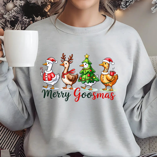 Sweatshirt featuring a Christmas-themed DTF transfer.