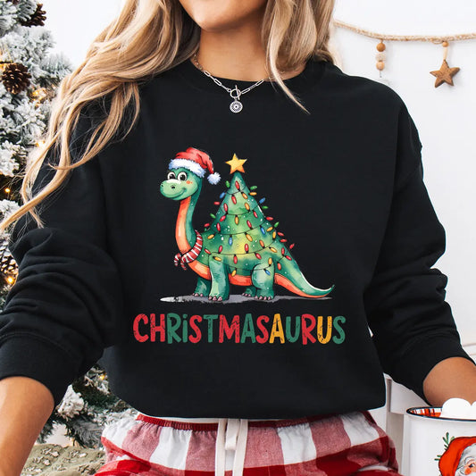Sweatshirt featuring a Christmas-themed DTF transfer.