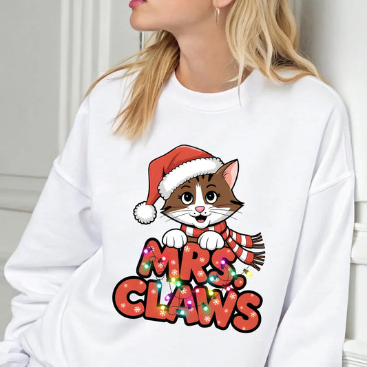 Sweatshirt featuring a Christmas-themed DTF transfer.