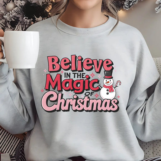 Sweatshirt featuring a Christmas-themed DTF transfer.
