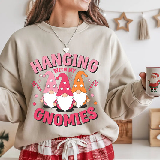 Sweatshirt featuring a Christmas-themed DTF transfer.