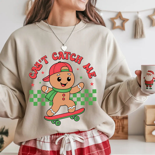 Sweatshirt featuring a Christmas-themed DTF transfer.