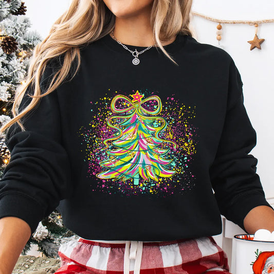 Sweatshirt featuring a Christmas-themed DTF transfer.