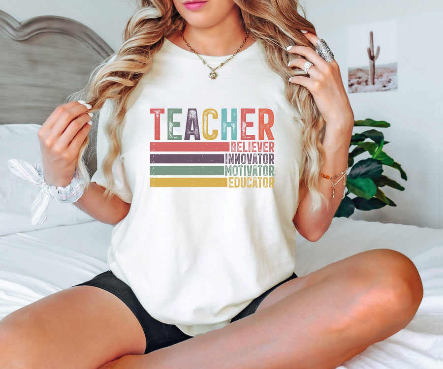 Teacher Believer Innovator Motivator Educator DTF Transfer