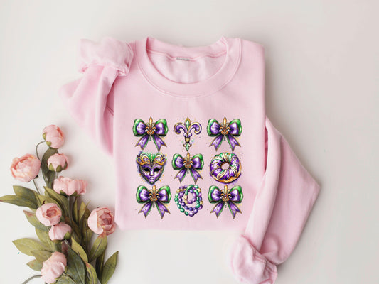 Mardi Gras Bow & Mask Ready-to-Press DTF Transfer - Sam's DTF Transfers