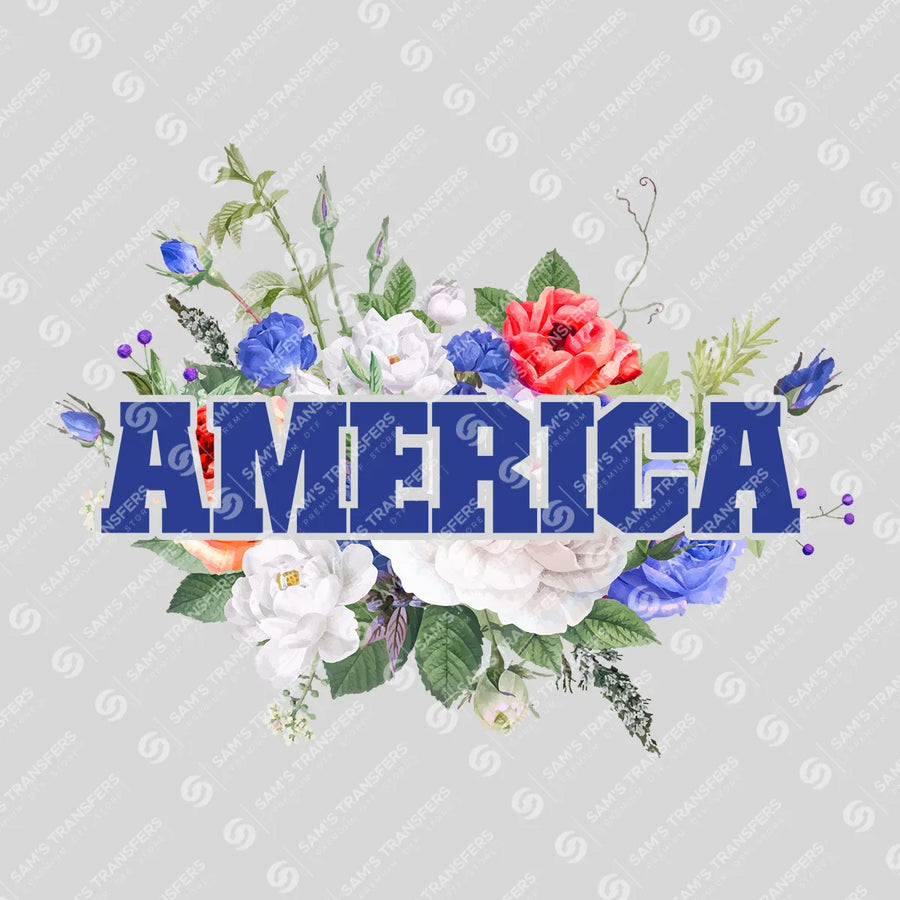 Floral America - 4th of July Ready-to-Press DTF Transfer