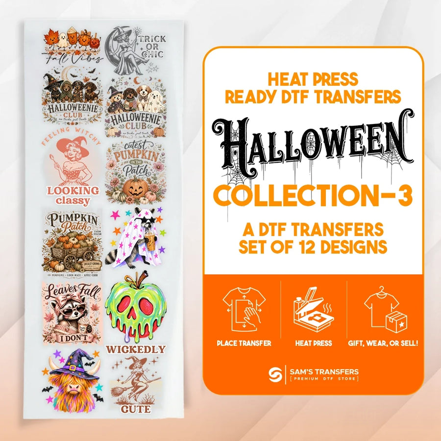 Halloween DTF Transfer Bundle – Witchy Fall & Halloweenie Dog Designs