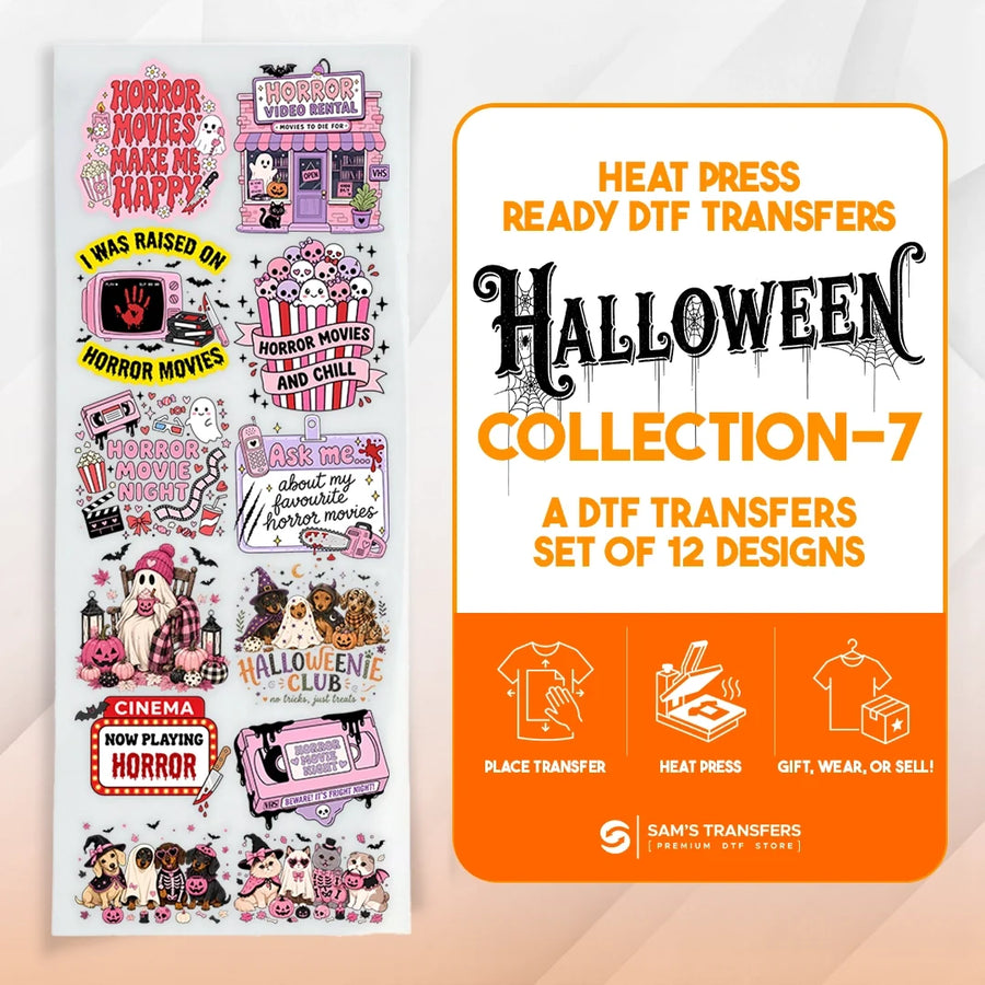 Halloween DTF Transfer Bundle – Horror Movie & Retro Cinema Designs