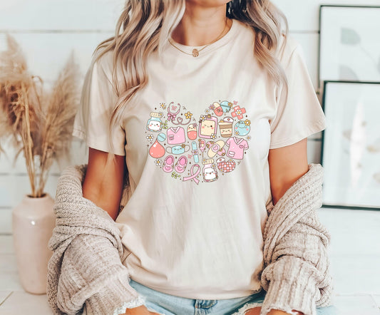 Kawaii Nurse-Themed Heart Design Ready-to-Press DTF Transfer - Sam's DTF Transfers