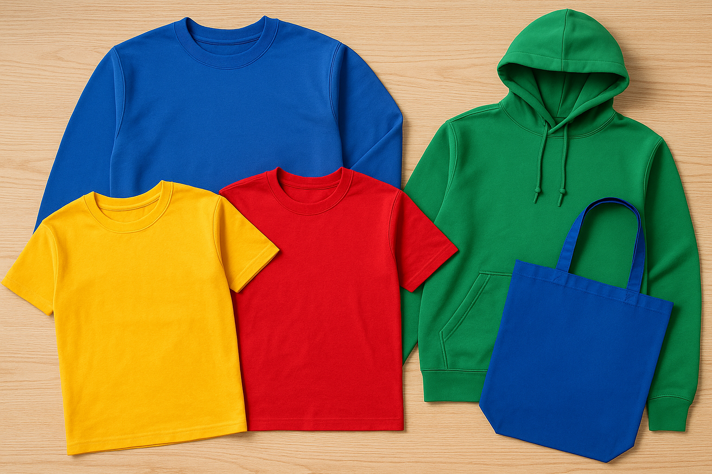 Colorful Blank Apparel Ready for Custom Printing