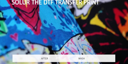 Close-up of durable DTF transfer print on fabric.