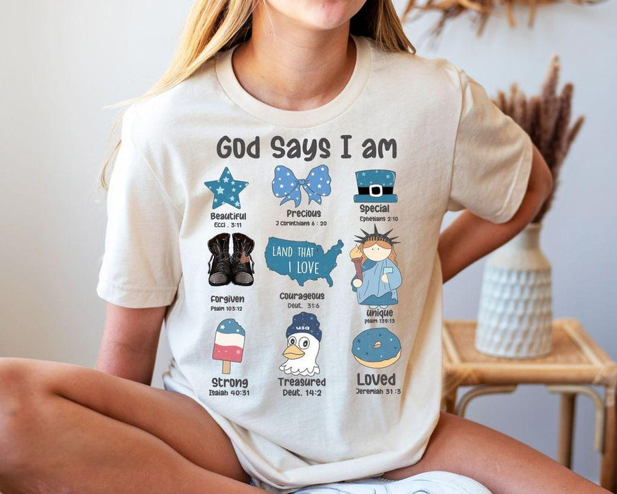 "God Says I Am" 4th of July Ready-to-Press DTF Transfer