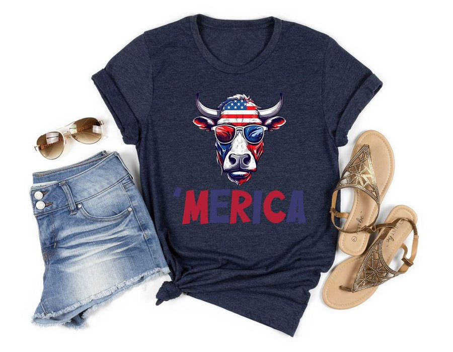 "’Merica" Patriotic Cow 4th of July Ready-to-Press DTF Transfer