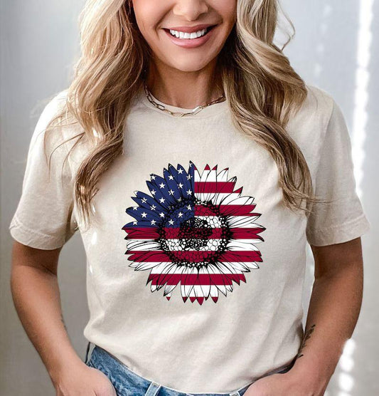 Patriotic Sunflower - 4th of July Ready-to-Press DTF Transfer - Sam's DTF Transfers