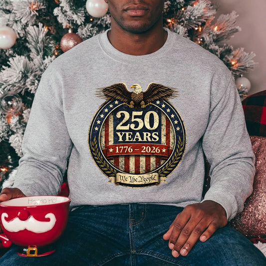 USA 250th Anniversary 1776-2026 DTF transfer ready-to-press for custom apparel and uv dtf stickers for tumblr and bottles.