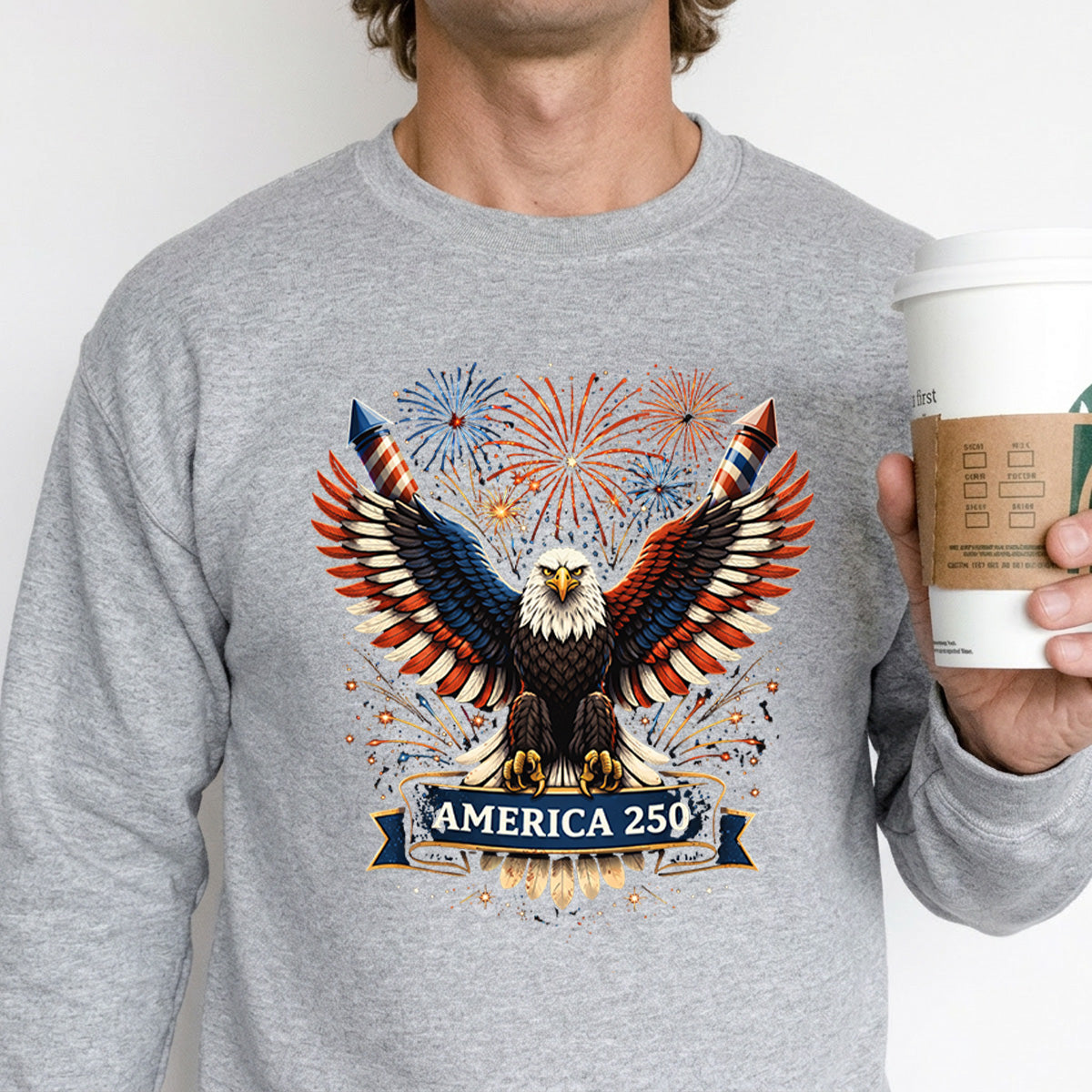 USA 250th Anniversary 1776-2026 DTF transfer ready-to-press for custom apparel and uv dtf stickers for tumblr and bottles. American eagle design.