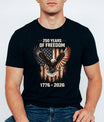 USA 250th Anniversary 1776-2026 DTF transfer ready-to-press for custom apparel and uv dtf stickers for tumblr and bottles. American eagle with american flag.