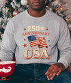 USA 250th Anniversary 1776-2026 DTF transfer ready-to-press for custom apparel and uv dtf stickers for tumblr and bottles. American flag with 250th Anniversary USA text.