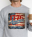 USA 250th Anniversary 1776-2026 DTF transfer ready-to-press for custom apparel and uv dtf stickers for tumblr and bottles. Amerikan flag with 1776 America text.