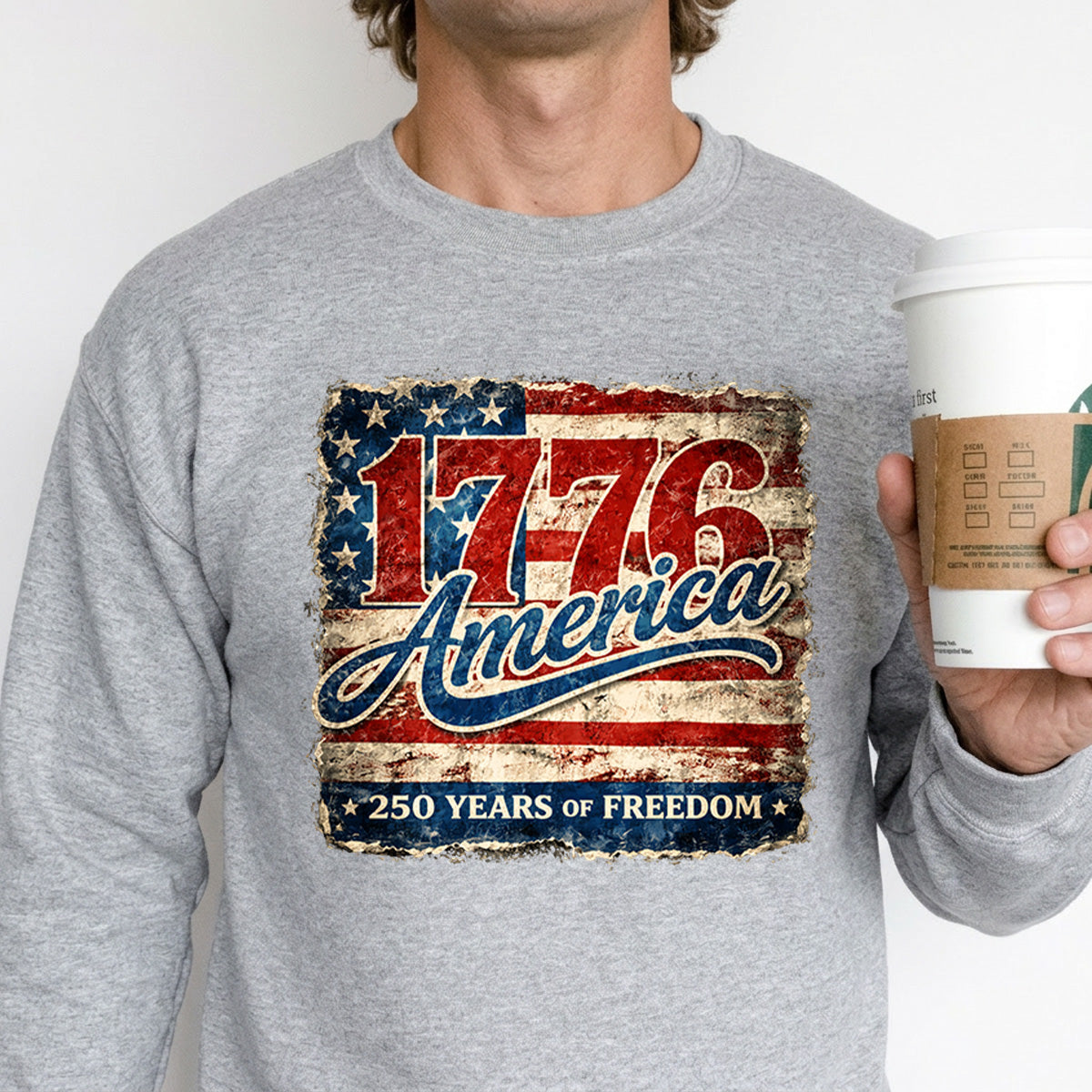 USA 250th Anniversary 1776-2026 DTF transfer ready-to-press for custom apparel and uv dtf stickers for tumblr and bottles. Amerikan flag with 1776 America text.