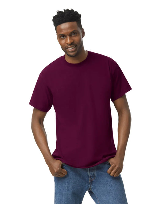 Order Blank Tees 5000 Gildan Maroon color 100% American Heavy Cotton Adult T-Shirt at Sam's DTF Transfers in Texas