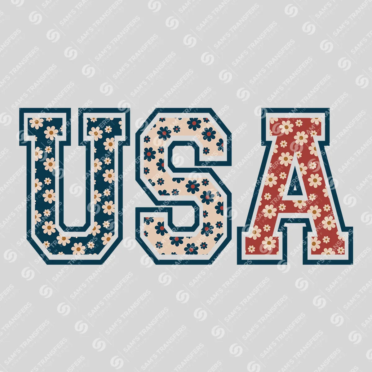 "Floral USA" 4th of July Ready-to-Press DTF Transfer
