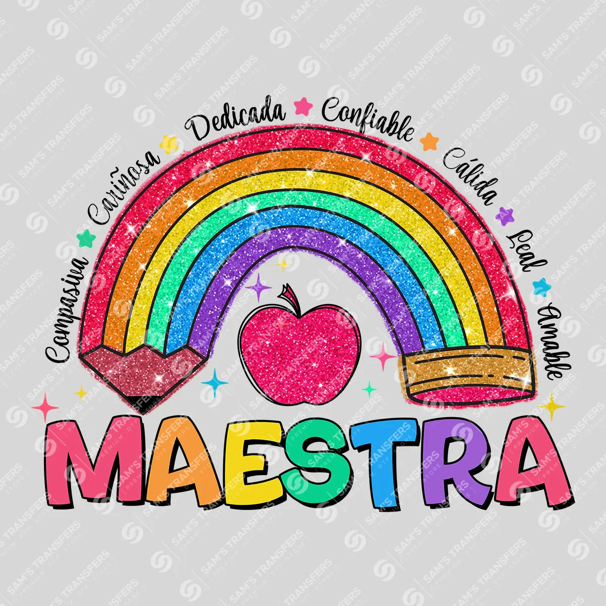 Maestra Rainbow Summer DTF Transfer - Teacher Appreciation Design