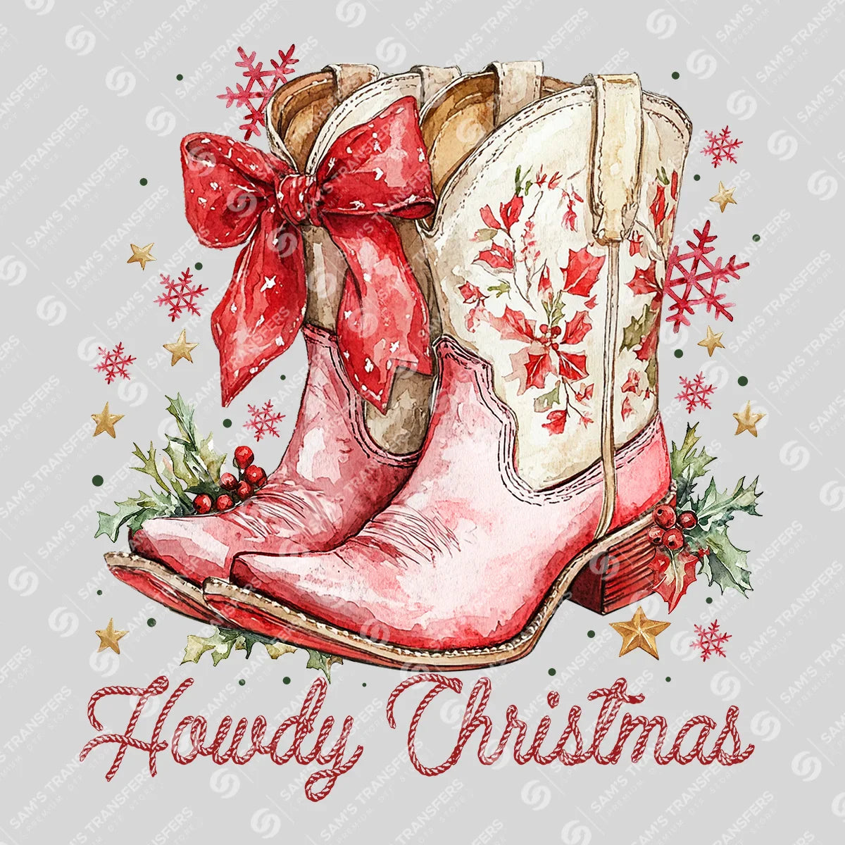 Howdy Christmas Cowboy Boots Sweatshirt Design