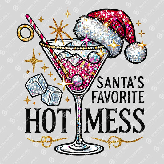 Santa's Favorite Hot Mess Christmas DTF Transfer
