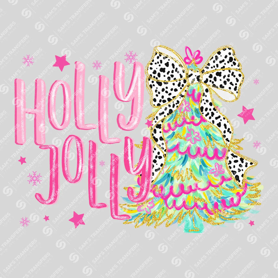Holly Jolly Christmas Tree DTF Transfer