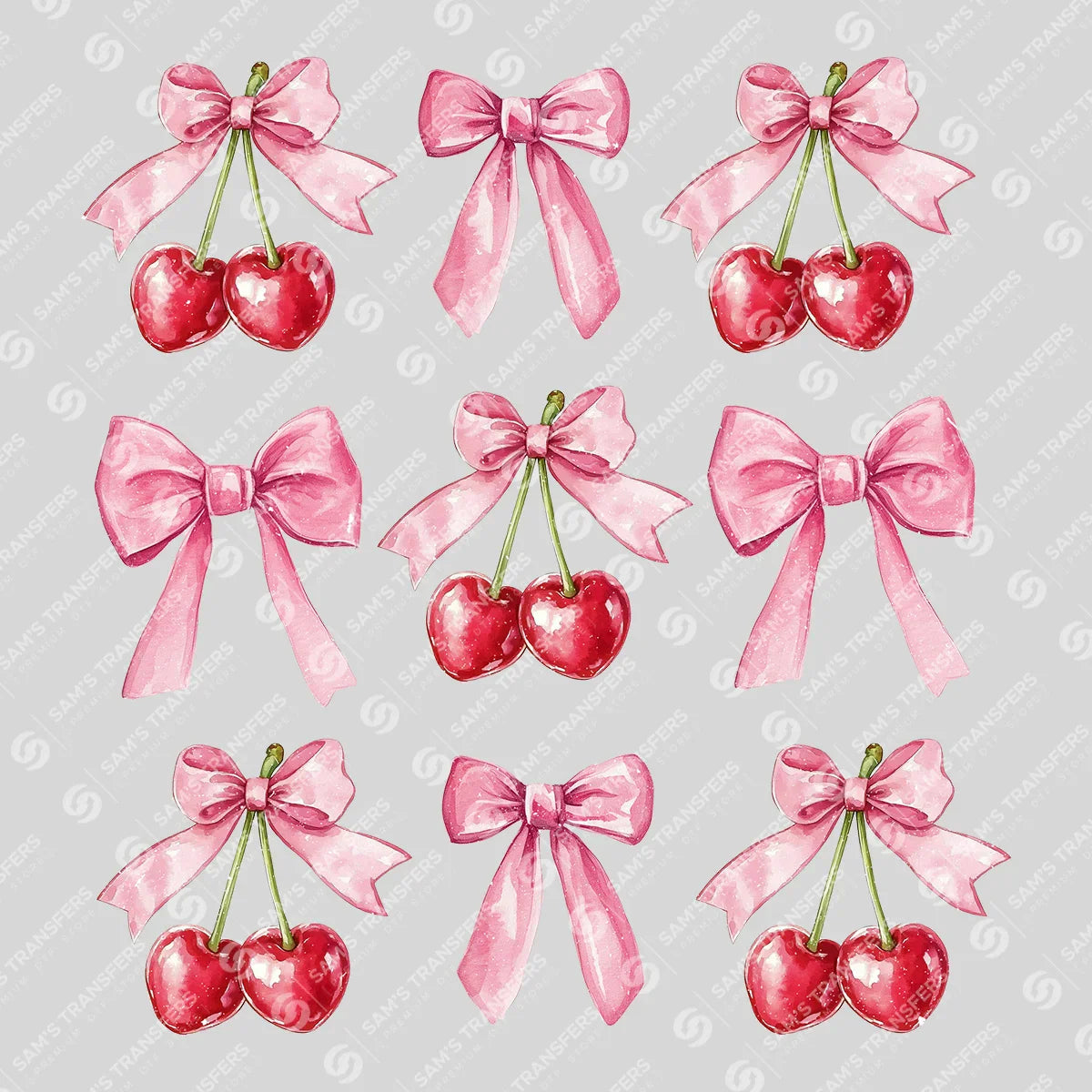 Cherry Bow Valentine's Day Ready-to-Press DTF Transfer