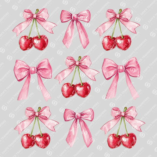 Cherry Bow Valentine's Day Ready-to-Press DTF Transfer