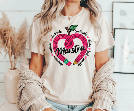 Maestra Heart Pencil Ready-to-Press DTF Transfer - Sam's DTF Transfers