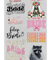 Bride DTF heat transfer bundle featuring 12 bachelorette-ready, wedding-themed designs, including fun bride quotes, bridal party graphics, and stylish typography.