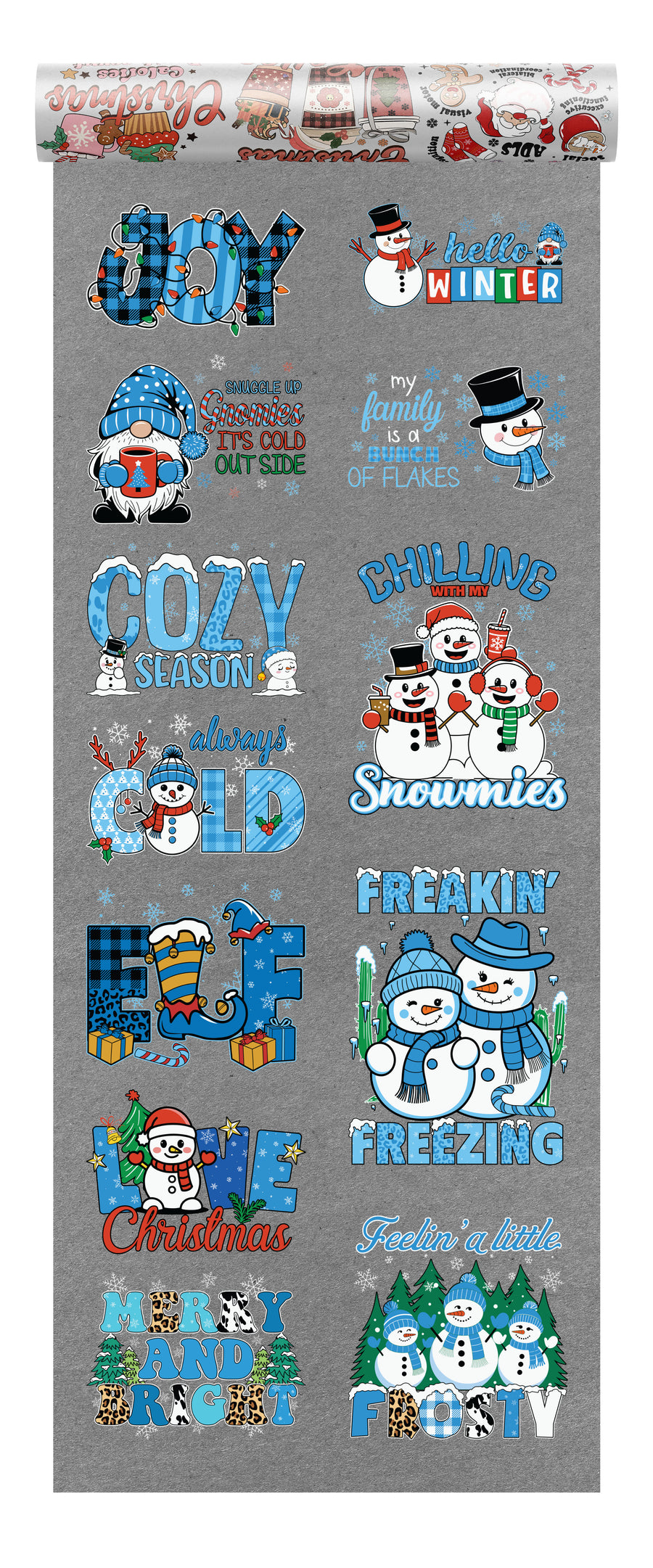 Cozy Christmas DTF Transfer Bundle – 10 Winter Snowman & Holiday Cheer Designs