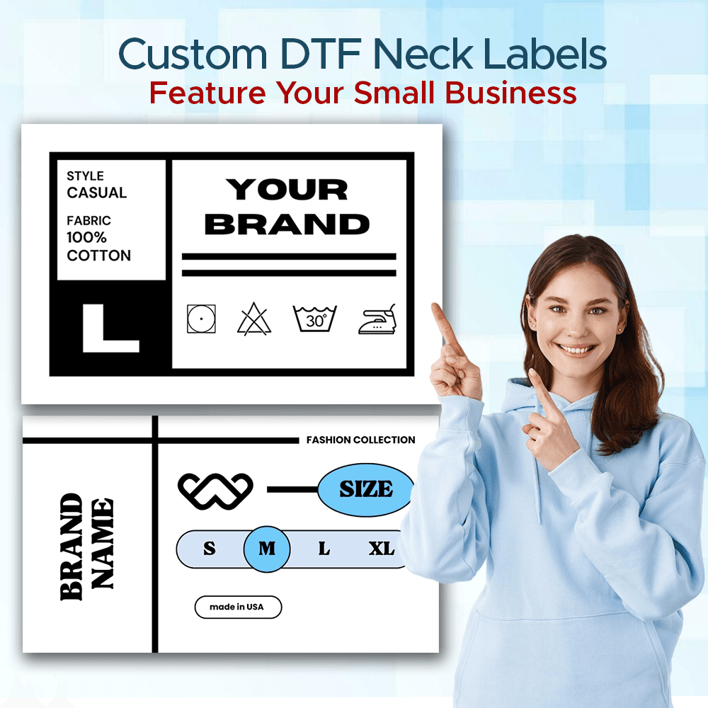 Neck Label Stickers Custom Neck Labels for Clothing | Personalized DTF Labels – Your Brand ...