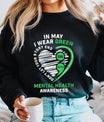 DTF Transfers ready to press – “In May I Wear Green” and “You Matter” heart design with green semicolon. Perfect for mental health awareness shirts.