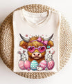 Highland Cow Easter Bunny Ready-to-Press DTF Transfer - Sam's DTF Transfers