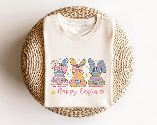 Happy Easter Patterned Bunny Trio Ready-to-Press DTF Transfer - Sam's DTF Transfers