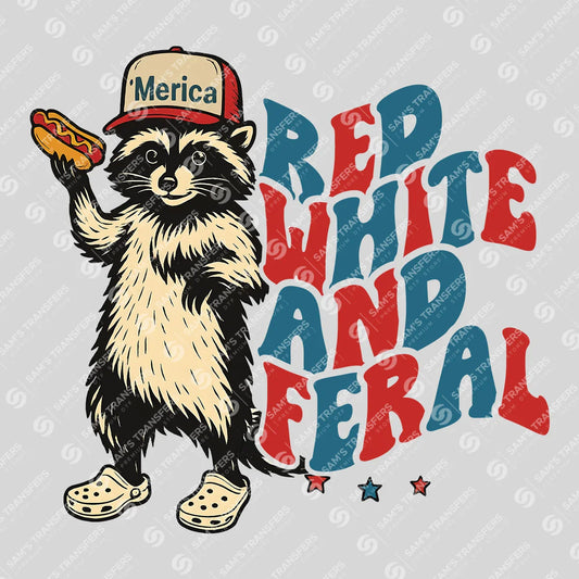 Red White and Feral – Funny Raccoon Patriotic